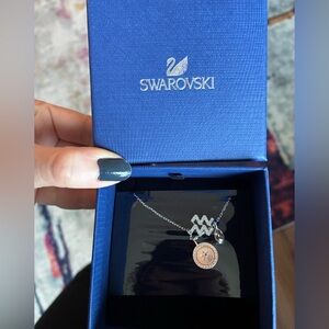 Swarovski Silver and Rose Gold Zodiac (Aquarius) Necklace